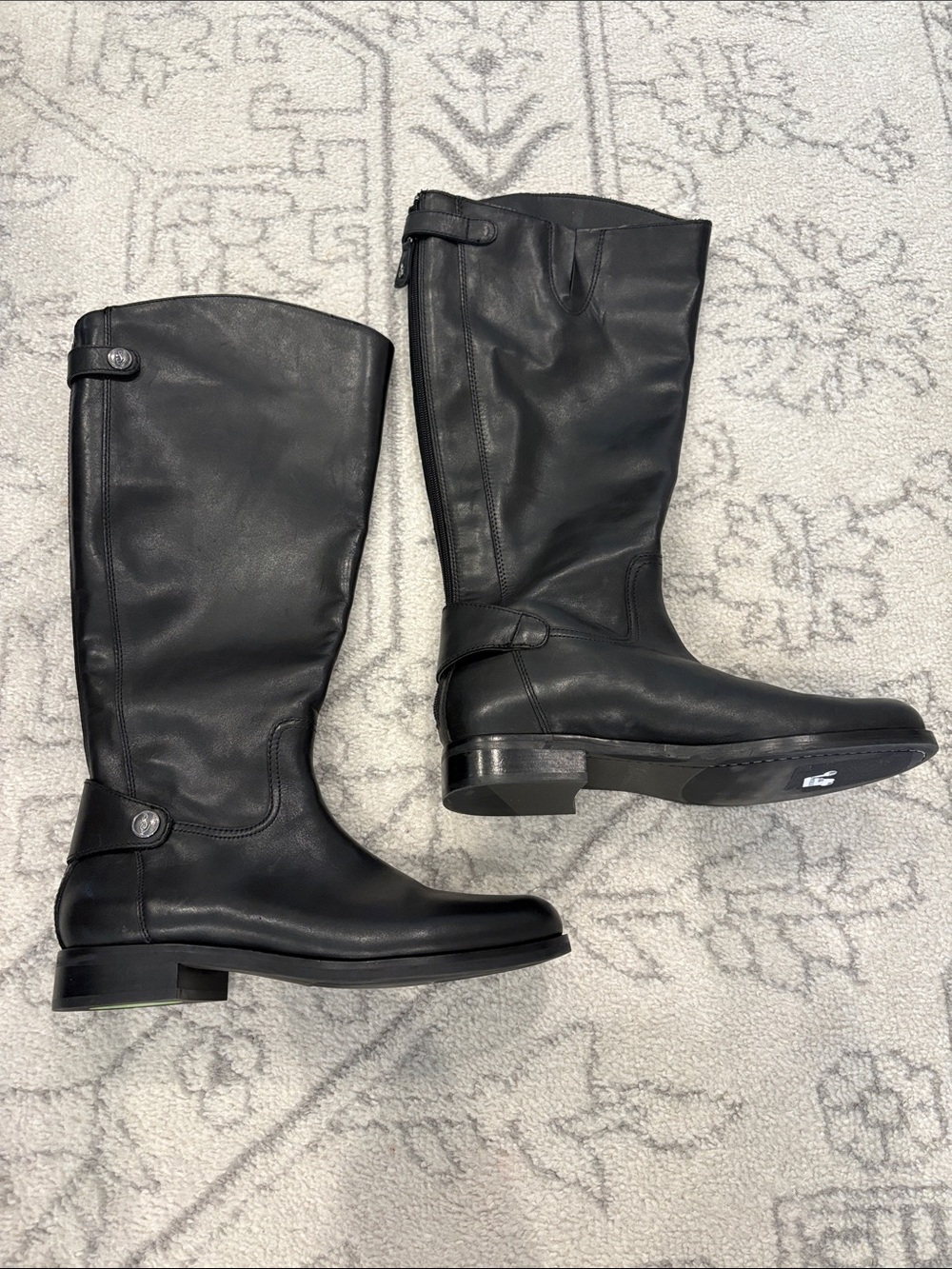 NEW Sam Edelman Mikala 8.5M Black Leather Riding Knee High Boots Wide Calf